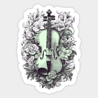 Violin & roses pixel art Nokia green Sticker